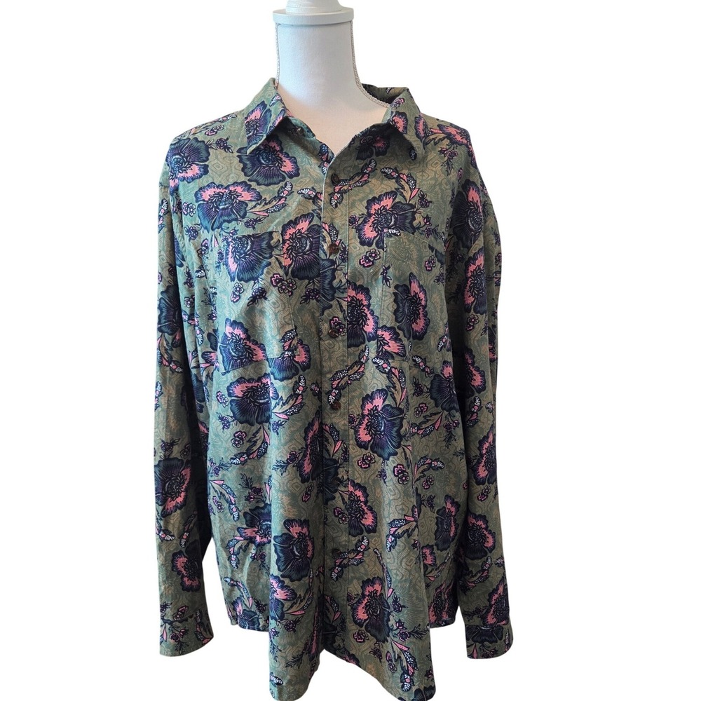Houston‎ White for Target Mens XL Floral Paisley Button Down Shirt Cotton